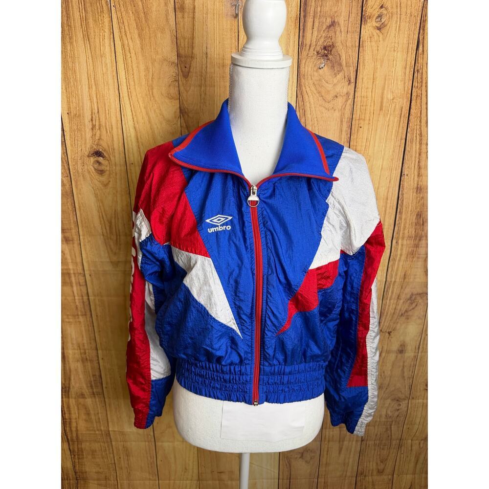 Vintage Umbro Premier Full Zip Track Jacket Red White Blue Women's Size M